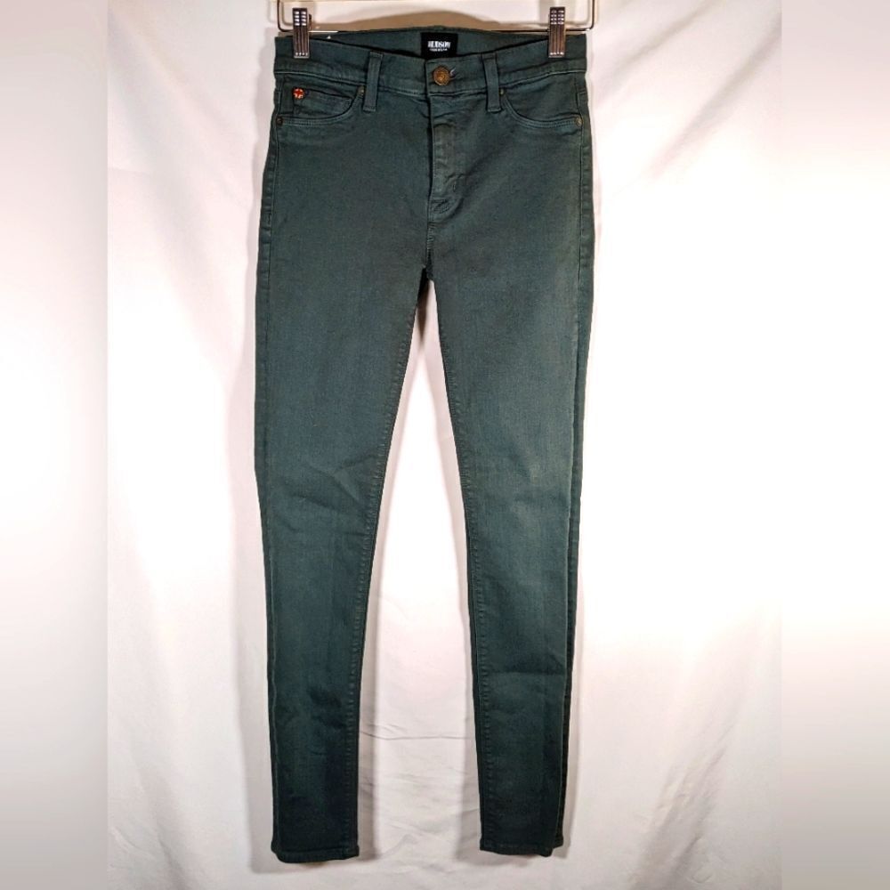 Hudson Nico Super Skinny Mid Rise Jeans Hunt Green  Size 27